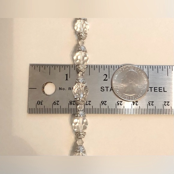 Faceted Clear Bead Necklace w/ Silver Tone Spacers - Picture 7 of 10